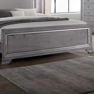Furniture of America Hariston Wood Queen Bed with LED Lights in Light Gray
