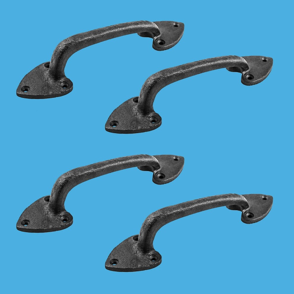 4 Door Pulls Black Wrought Iron Heart Shaped Set of 4 |