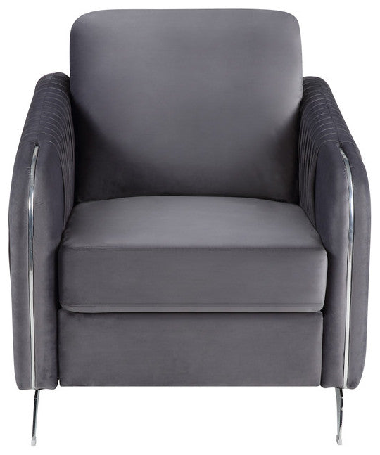 Hathaway Velvet Modern Chic Accent Armchair, Gray
