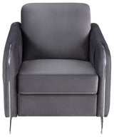 Hathaway Velvet Modern Chic Accent Armchair, Gray