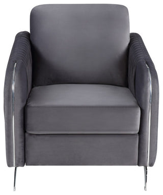 Hathaway Velvet Modern Chic Accent Armchair, Gray