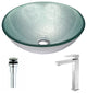 Spirito Deco-Glass Vessel Sink, Churning Silver-Enti Faucet, Brushed Nickel