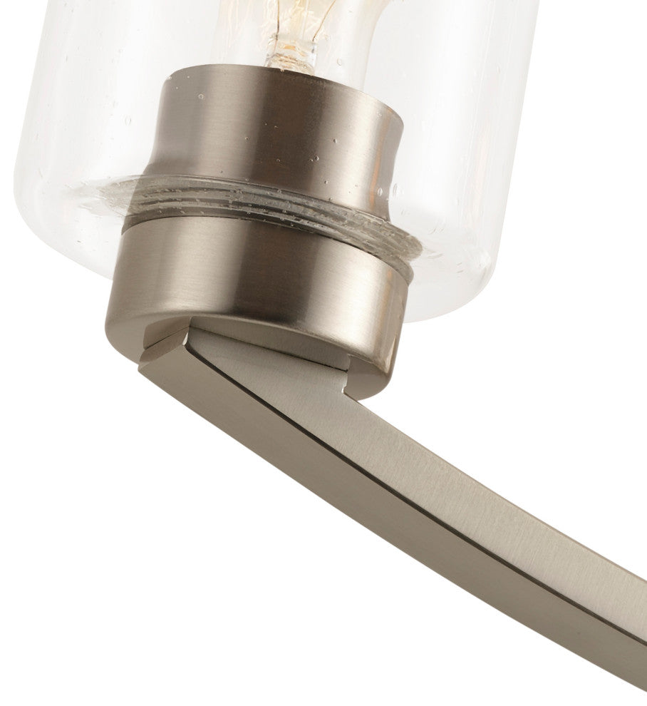 Brushed Nickel 3-Light Bathroom Vanity Light With Glass Shade