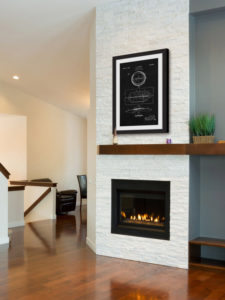 "Basketball 1925 Black Paper" Framed Painting Print