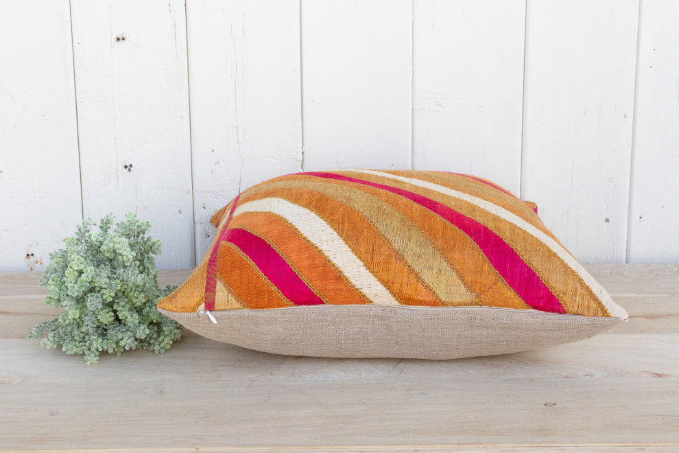 Lehrya Silk Phulkari Pillow