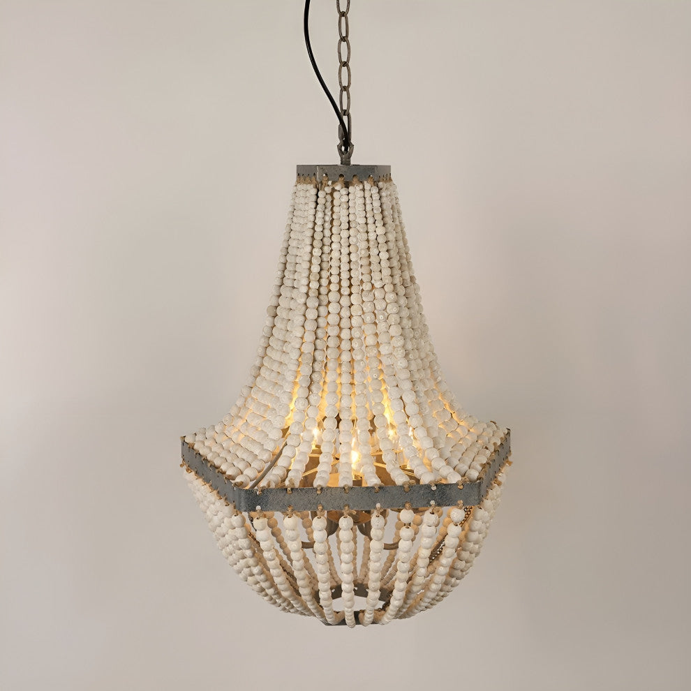 Couvin | Retro Wooden Beads Chandelier for Living Room, Empire Medium