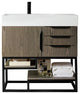 Columbia 36" Single Vanity, Ash Gray, Matte Black, Glossy White Composite Top