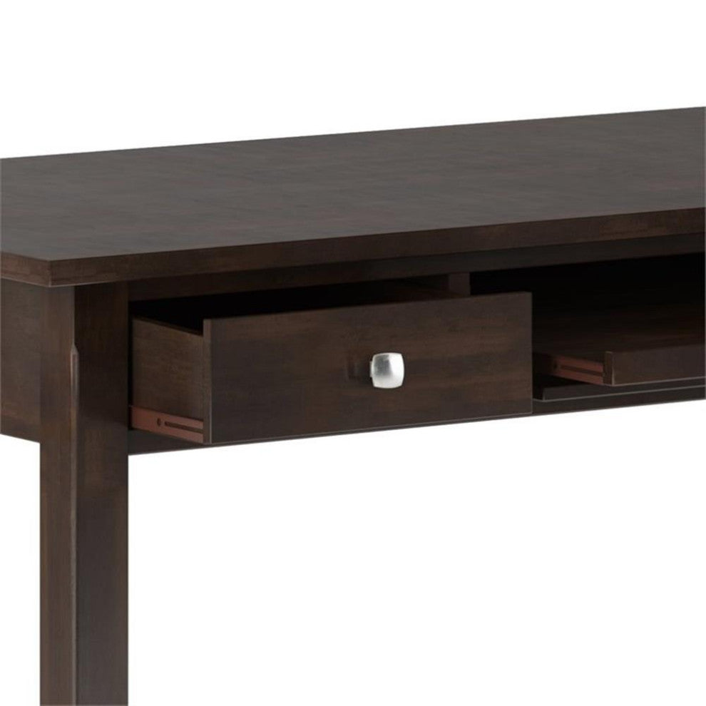 Simpli Home Avalon 60" Contemporary Solid Wood Computer Desk in Tobacco Brown