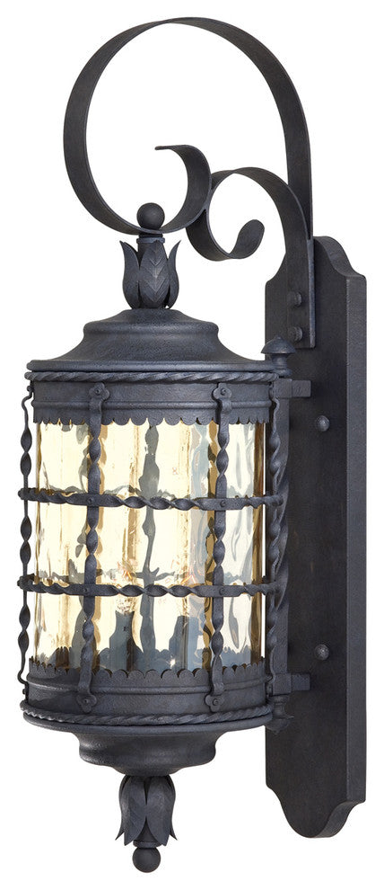 2-Light Wall Mount, Spanish Iron With Champagne Glass