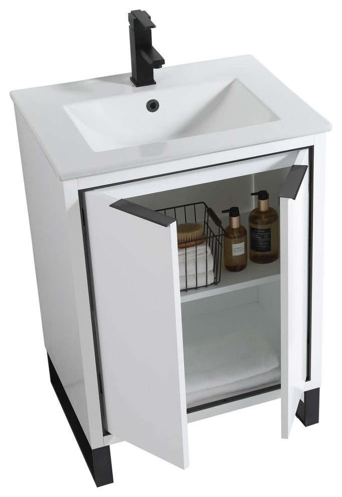Fine Fixtures Opulence Collection Bathroom Vanity with White Ceramic Sink
