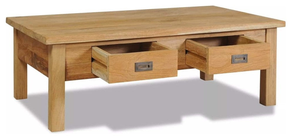vidaXL Coffee Table Solid Teak Colonial Rustic Couch Living Room Side Cabinet