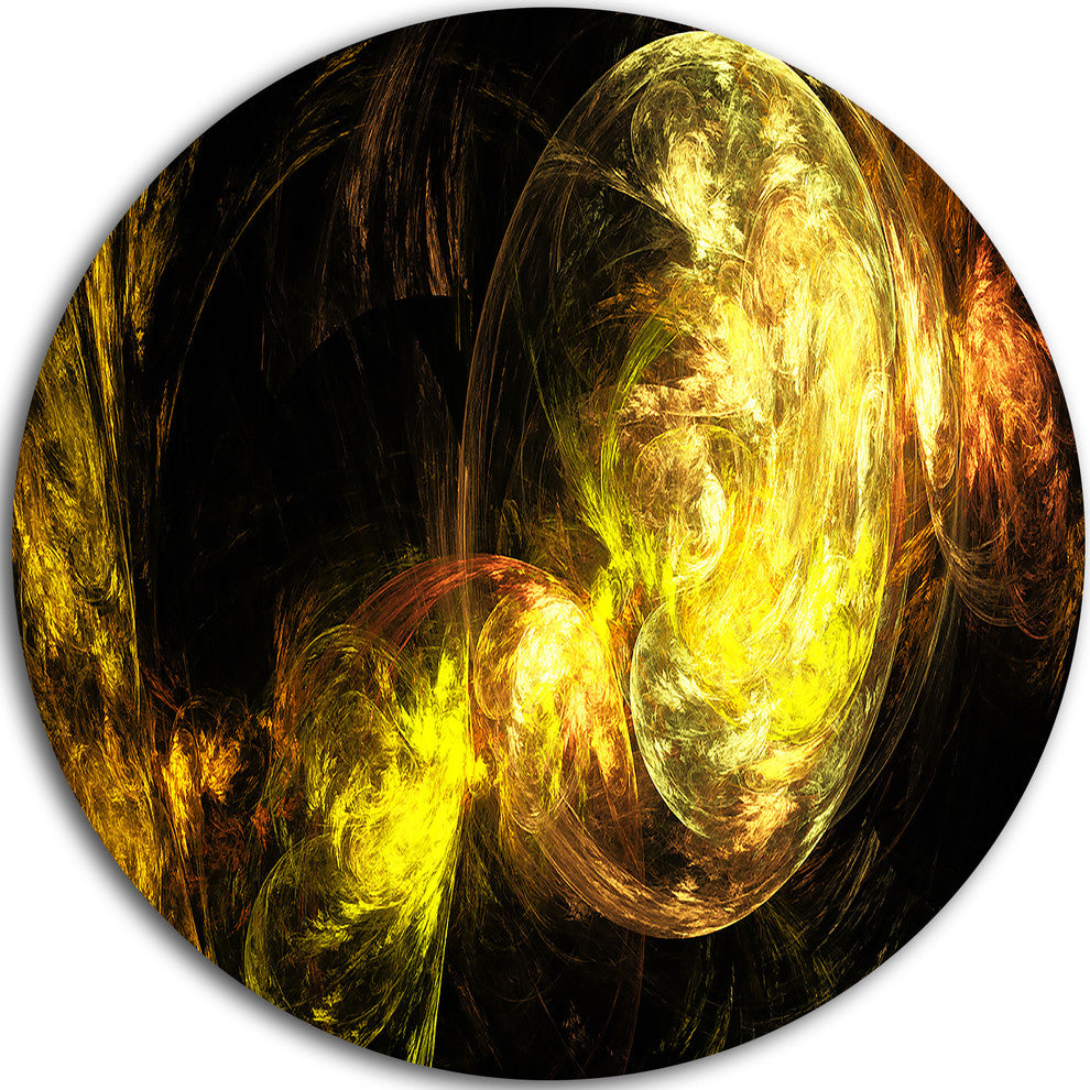 Colored Smoke Golden, Abstract Digital Art Disc Metal Wall Art, 23"