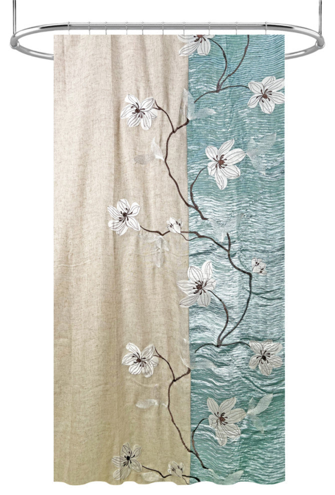 Magnolia Vine Fabric Shower Curtain, Blue, 72"x72"