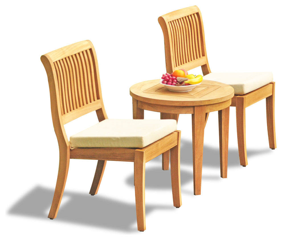 3-Piece Outdoor Dining Set, 23.5" Round Table, 2 Arbor Stacking Armless Chairs