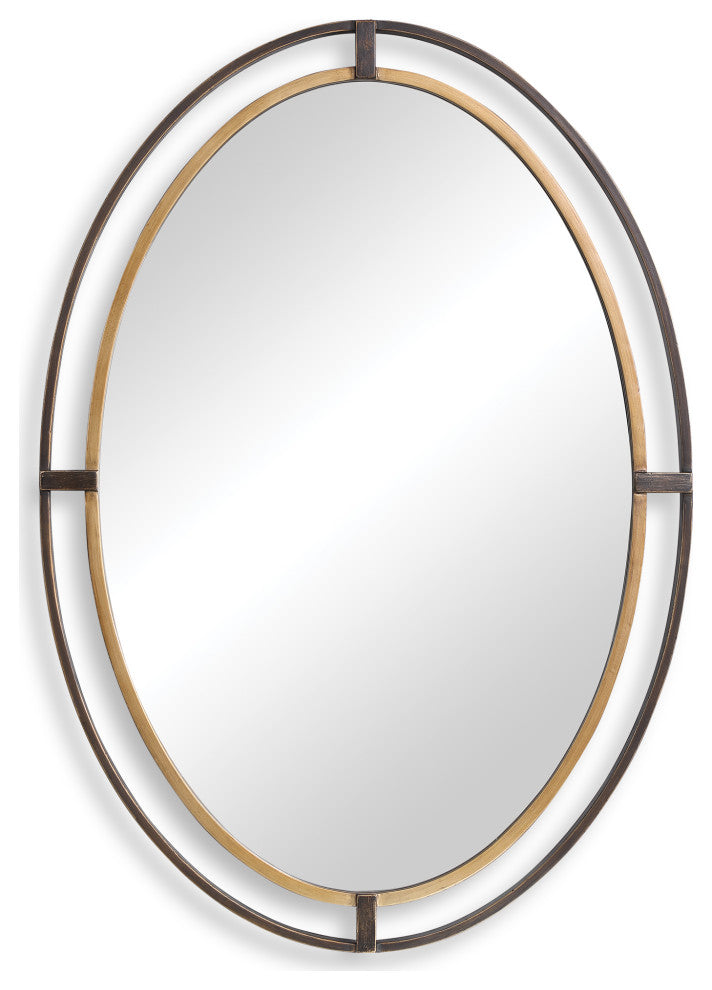 35" Transitional Bronze Oval Mirror