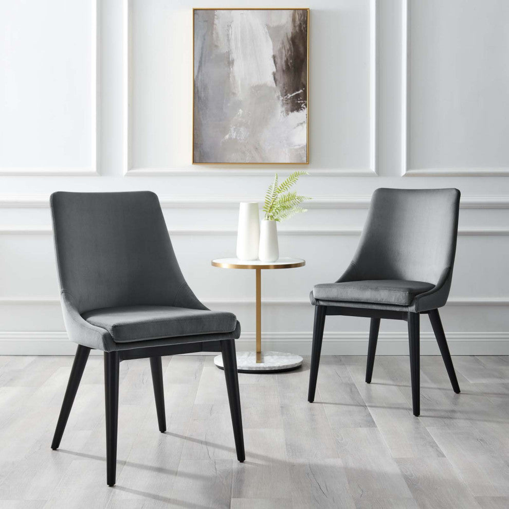 Viscount Accent Performance Velvet Dining Chairs, Set of 2, Gray