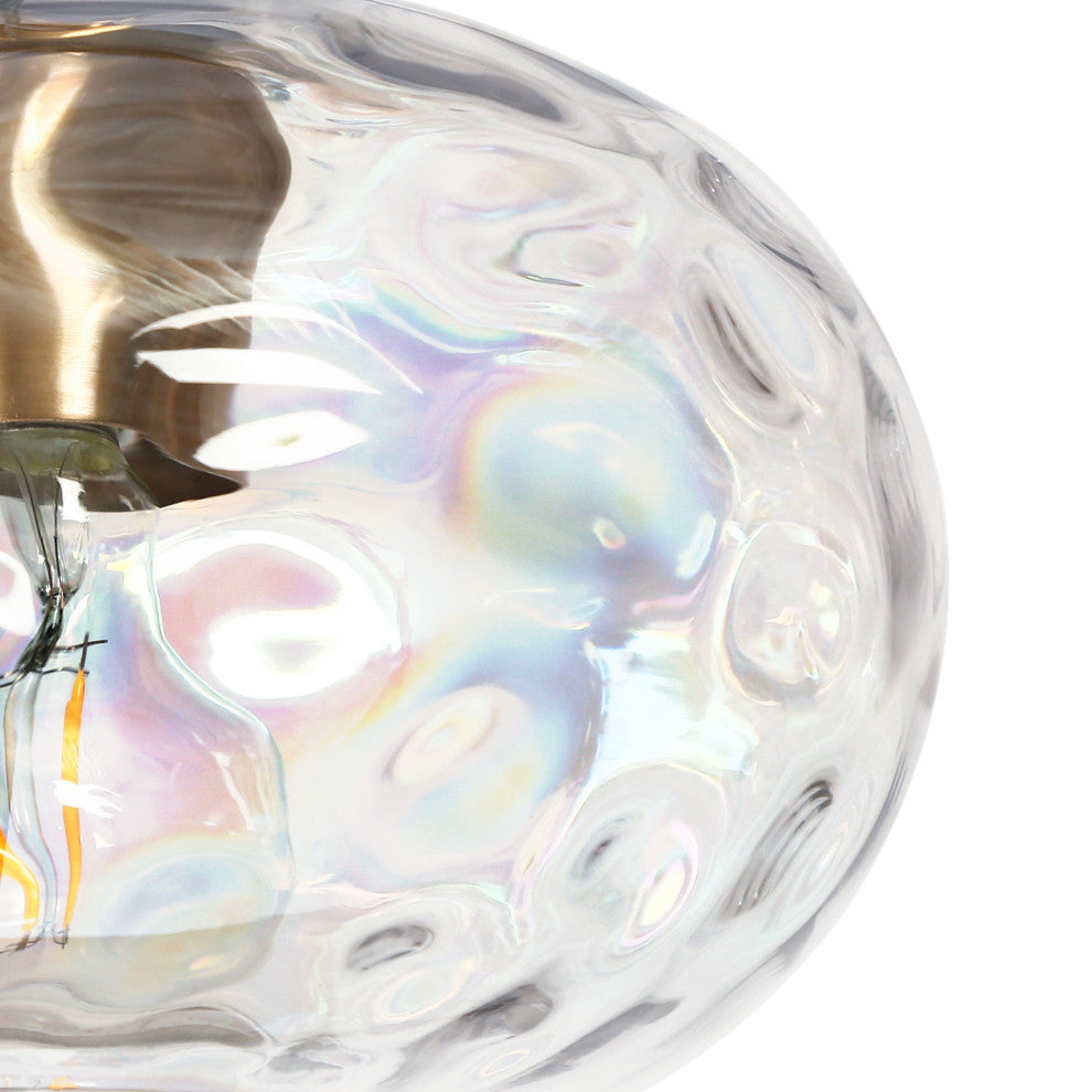 LNC Chrysaorican 5-Light 52.4" Modern Iridescent Globe Glass Island Light, Brass