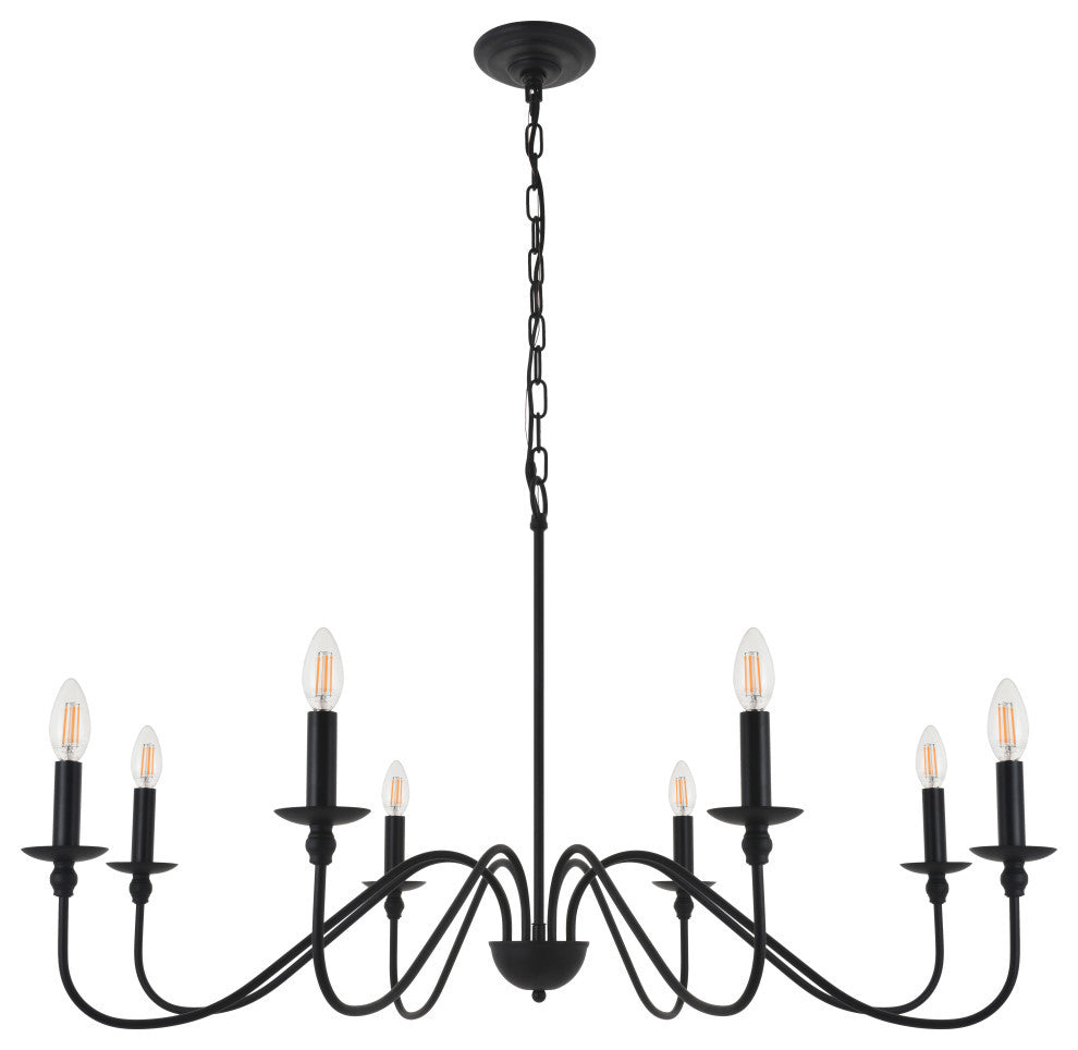 Matte Black Finish 8-Light Pendant