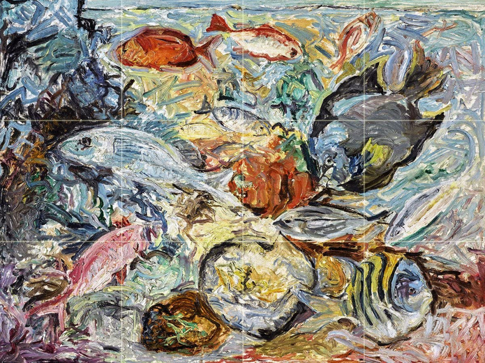 Tile Mural THE FISH colorfulcolor oil painting Backsplash 6" Rialto