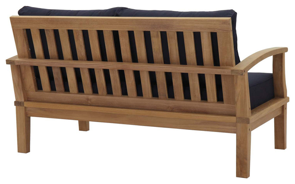 Natural Navy Marina Outdoor Patio Teak Loveseat
