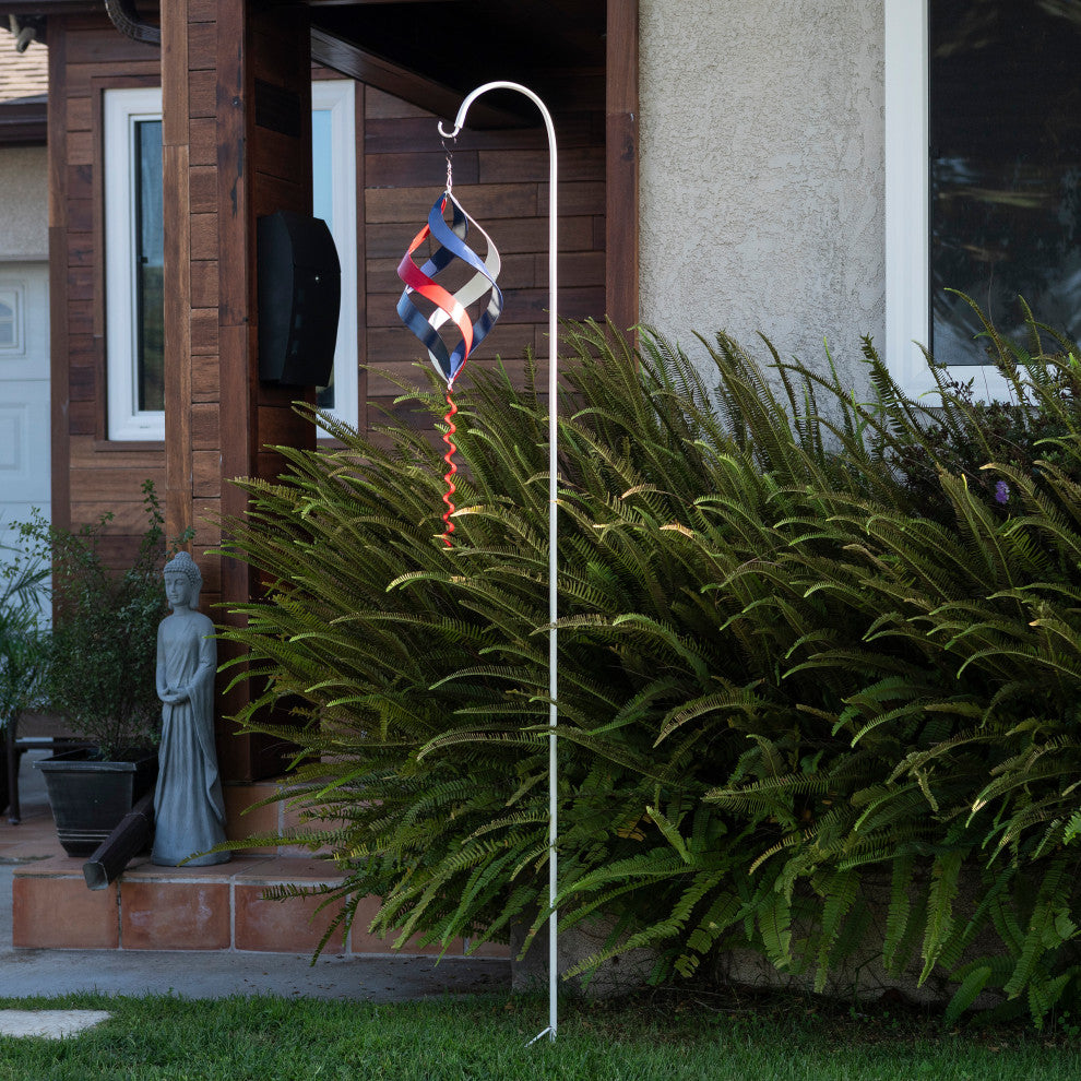 Garden Swirl With Shepherd Hook, Red and Blue, 38"