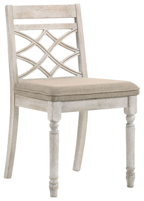 Cillin Fabric Upholstered Side Chair, Antique White, Set of 2