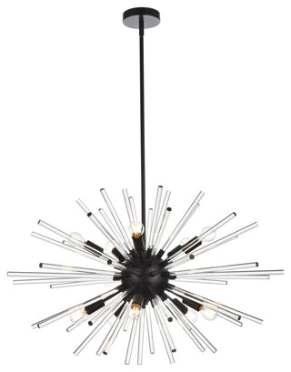 Samuel 36" Crystal Rod Pendant, Black
