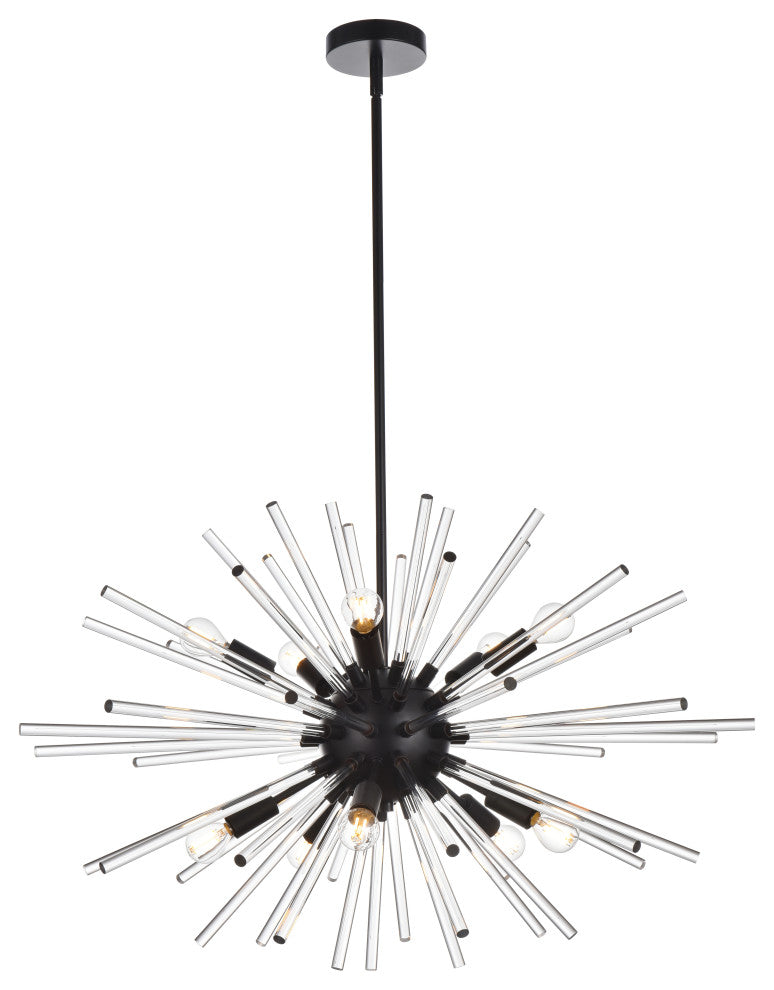 Samuel 36" Crystal Rod Pendant, Black