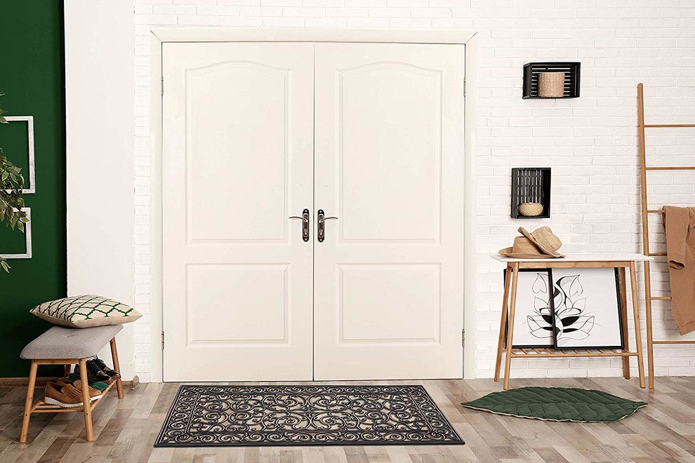 A1HC First IMPRESSION Audie 23.62"x47.25" Easy Clean Rubber Entry Way Doormat