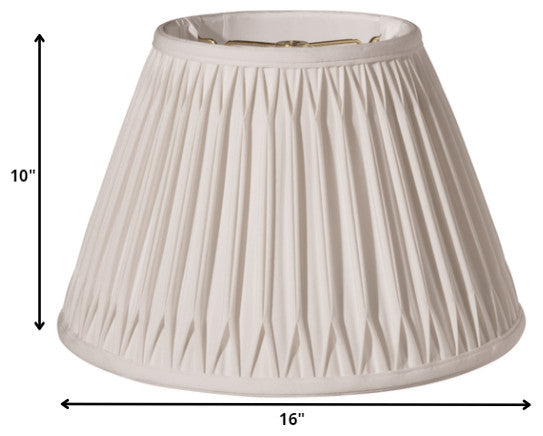 16" Cream Slanted Bell Smocked Paperback Shantung Lampshade