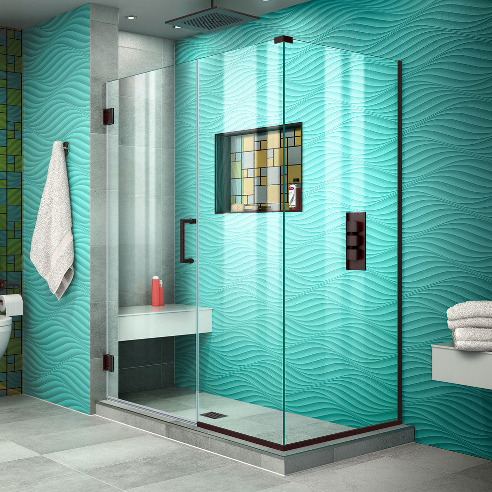 Unidoor Plus 48"x30-3/8"x72" Shower Enclosure, Oil Rubbed Bronze Finish
