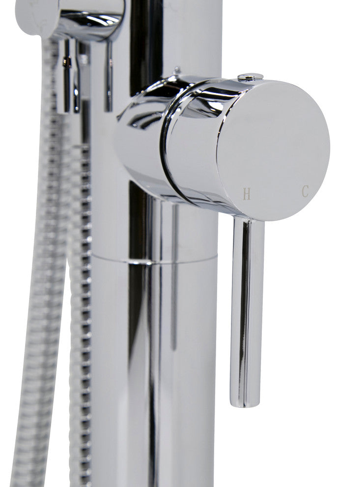 ANZZI Kros Series 2-Handle Freestanding Faucet with Hand Shower, Polished Chrome