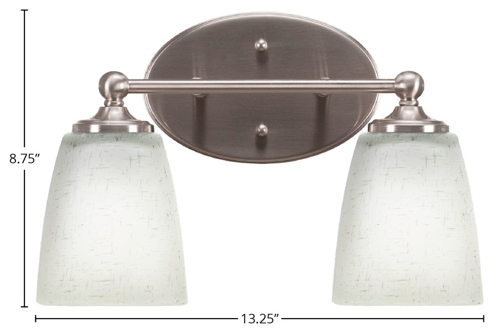 Capri 2-Light Bath Bar, Brushed Nickel/Square White Muslin