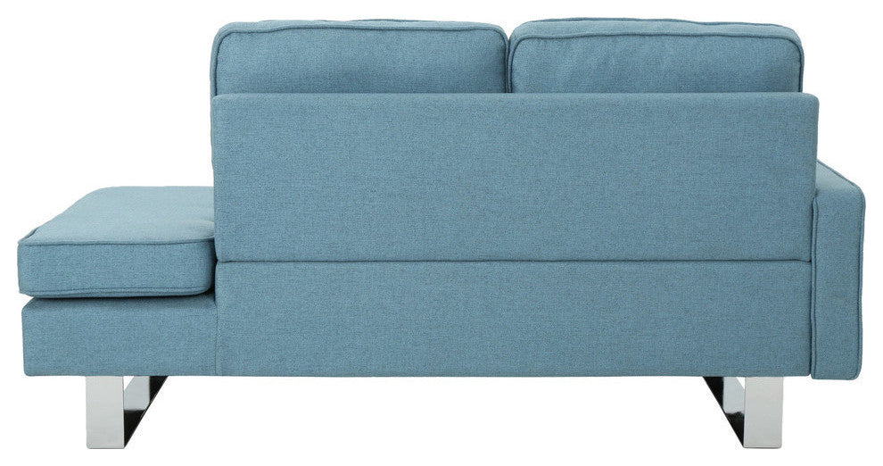 GDF Studio Phelps Modern Fabric Chaise Loveseat, Blue/Silver
