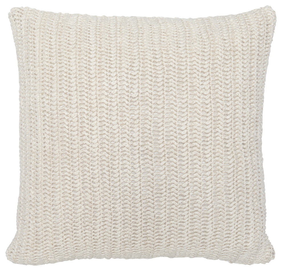 Marcie Knitted 22" Throw Pillow by Kosas Home, Ivory