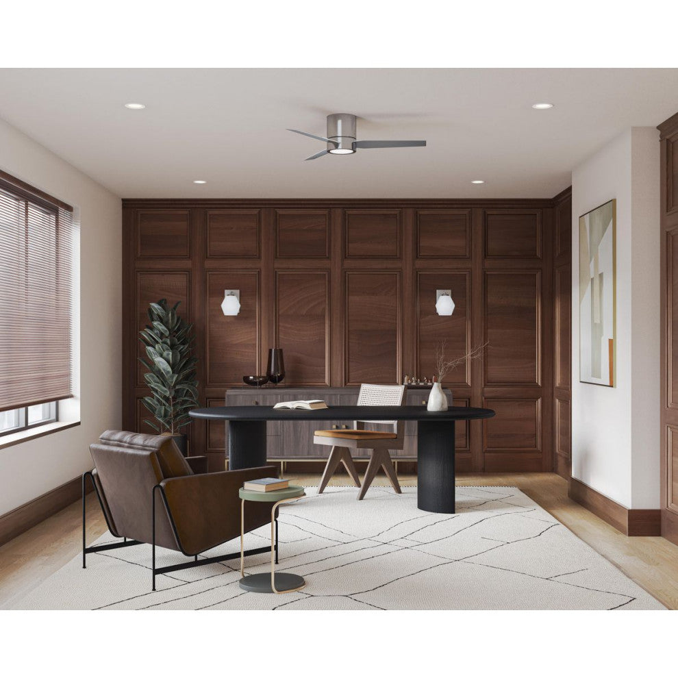 Braden 44" Reversible Walnut/Silver 3-Blade LED Indoor Hugger Ceiling Fan