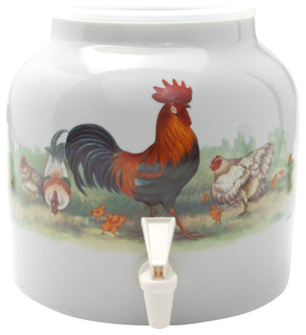 Goldwell Designs Handsome Rooster Design Water Dispenser Crock