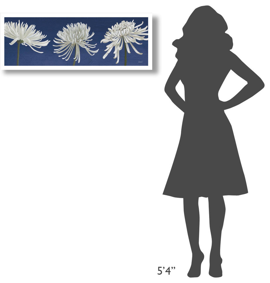 "Morning Chrysanthemums V Indigo" Paper Print by Kathrine Lovell, 38"x14"
