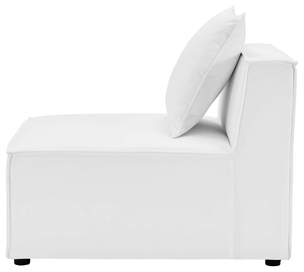 Lounge Sectional Sofa Set, Fabric, White, Modern, Outdoor Patio Balcony Garden
