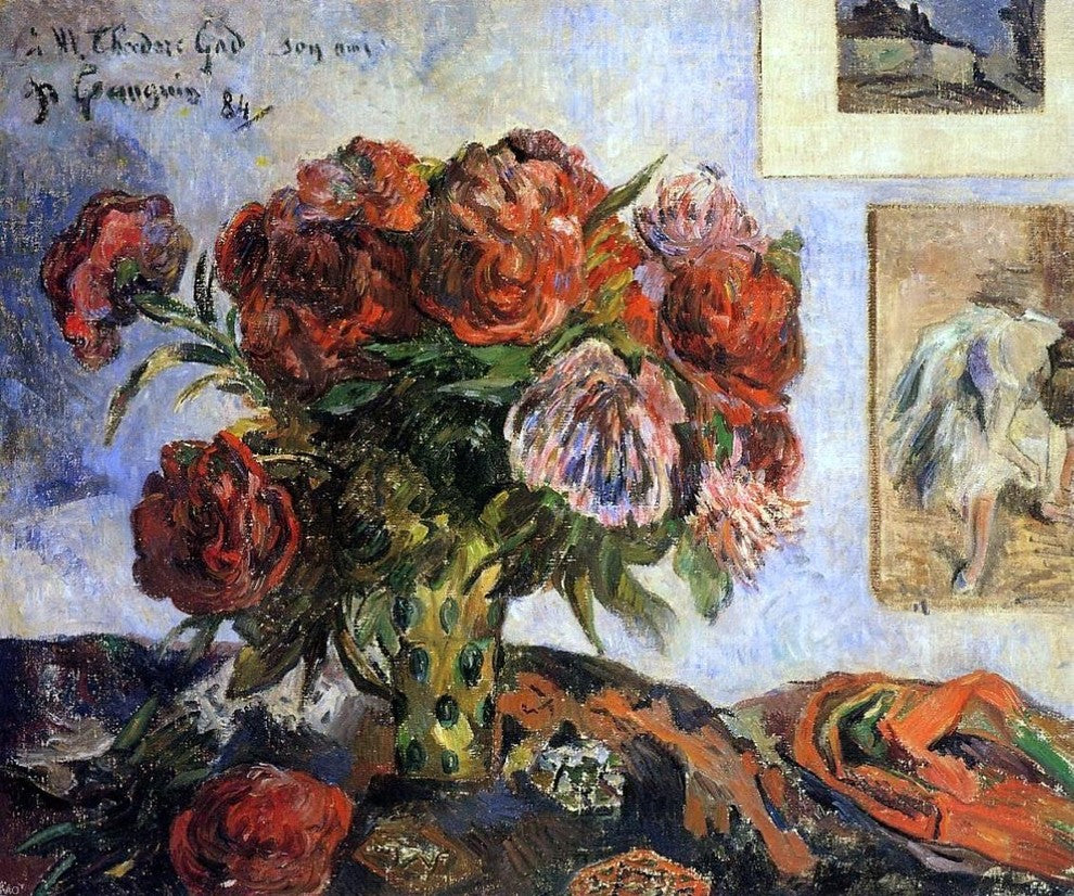 Paul Gauguin Vase of Peonies, 20"x25" Wall Decal Print
