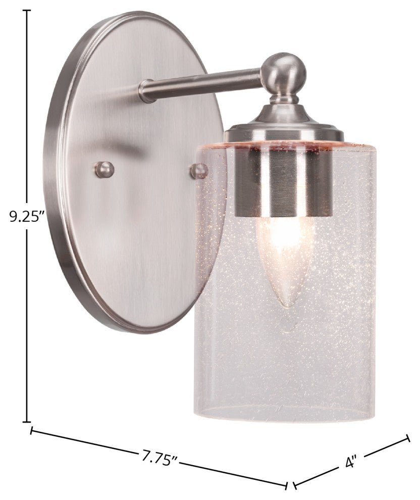 Capri 1-Light Wall Sconce, Brushed Nickel/Clear Bubble