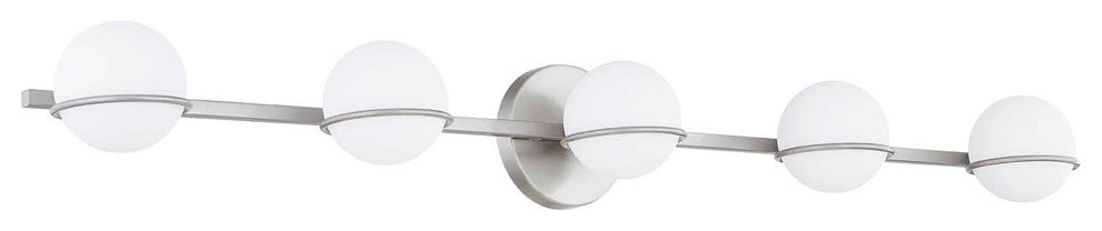 Fusion - Centric 5-Light Bath Bar - Brushed Nickel Finish - Opal Glass Shade
