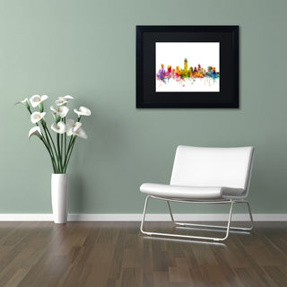 "Austin, Texas Skyline" Matted Framed Canvas Art by Michael Tompsett