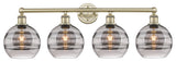 Edison-Rochester 4-Light 35" Bath Vanity Light, Antique Brass, Light Smoke