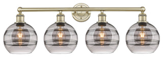 Edison-Rochester 4-Light 35" Bath Vanity Light, Antique Brass, Light Smoke