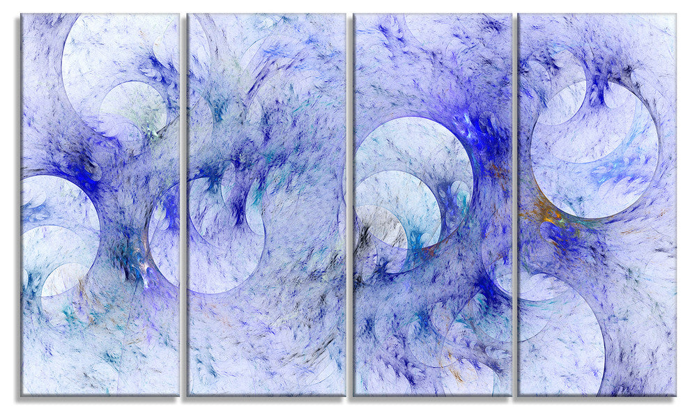 Light Blue Fractal Glass Texture, Abstract Canvas Art Print, 48"x28", 4 Panels