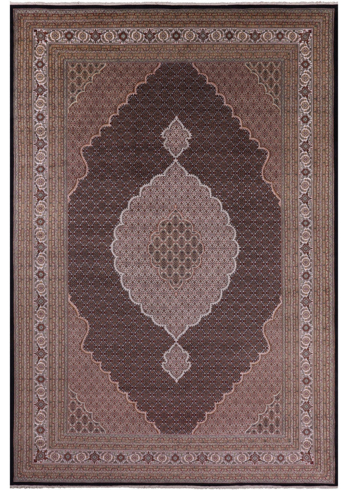 11' 10" X 18' 4" Persian Tabriz Hand-Knotted Wool & Silk Rug - Q13013