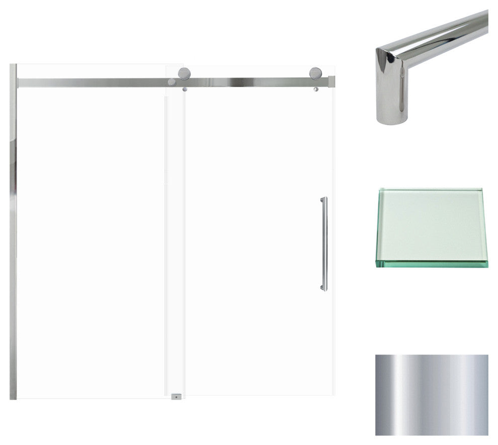 Madeline 60"x60" Frameless Shower Door with Fixed Panel in Polished Chrome
