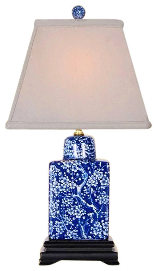 Porcelain Blue and White Plum Tree Tea Caddy Lamp
