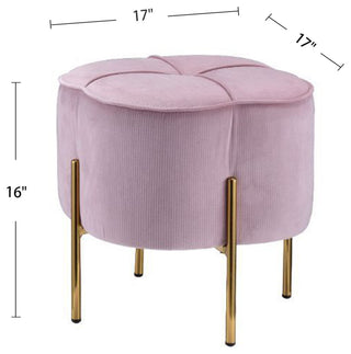 Round Ottoman With Gold Legs, Pink
